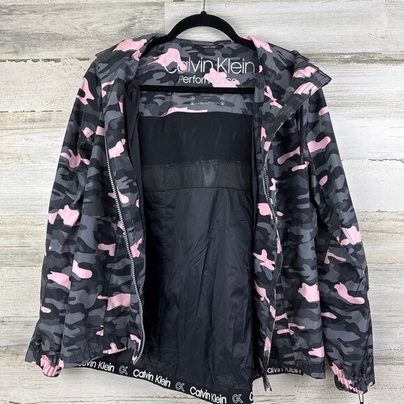 Calvin Klein Women’s XS Pink Camo zip up Hooded Performance Jacket Coat NWT - Picture 1 of 8